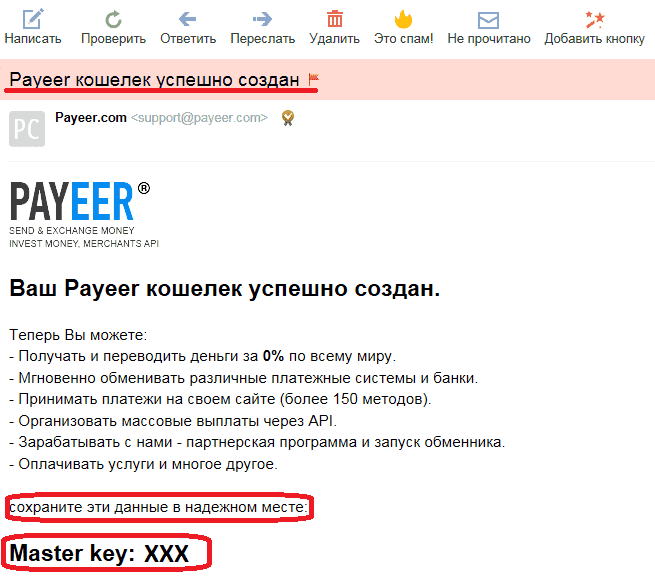 Ваш кошелек Payeer успешно создан